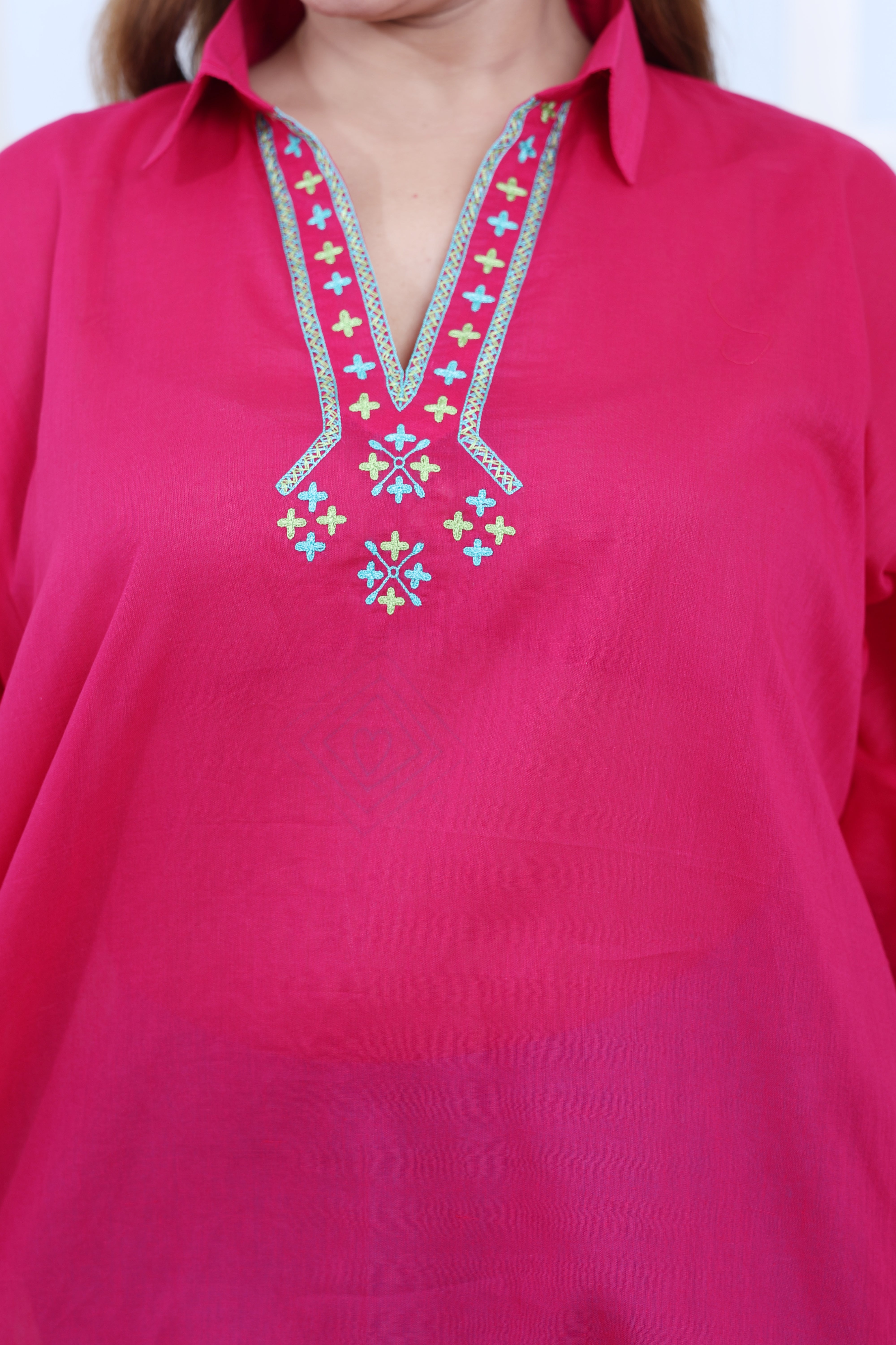 Purple Voile Kaftan with Hand Embroidery