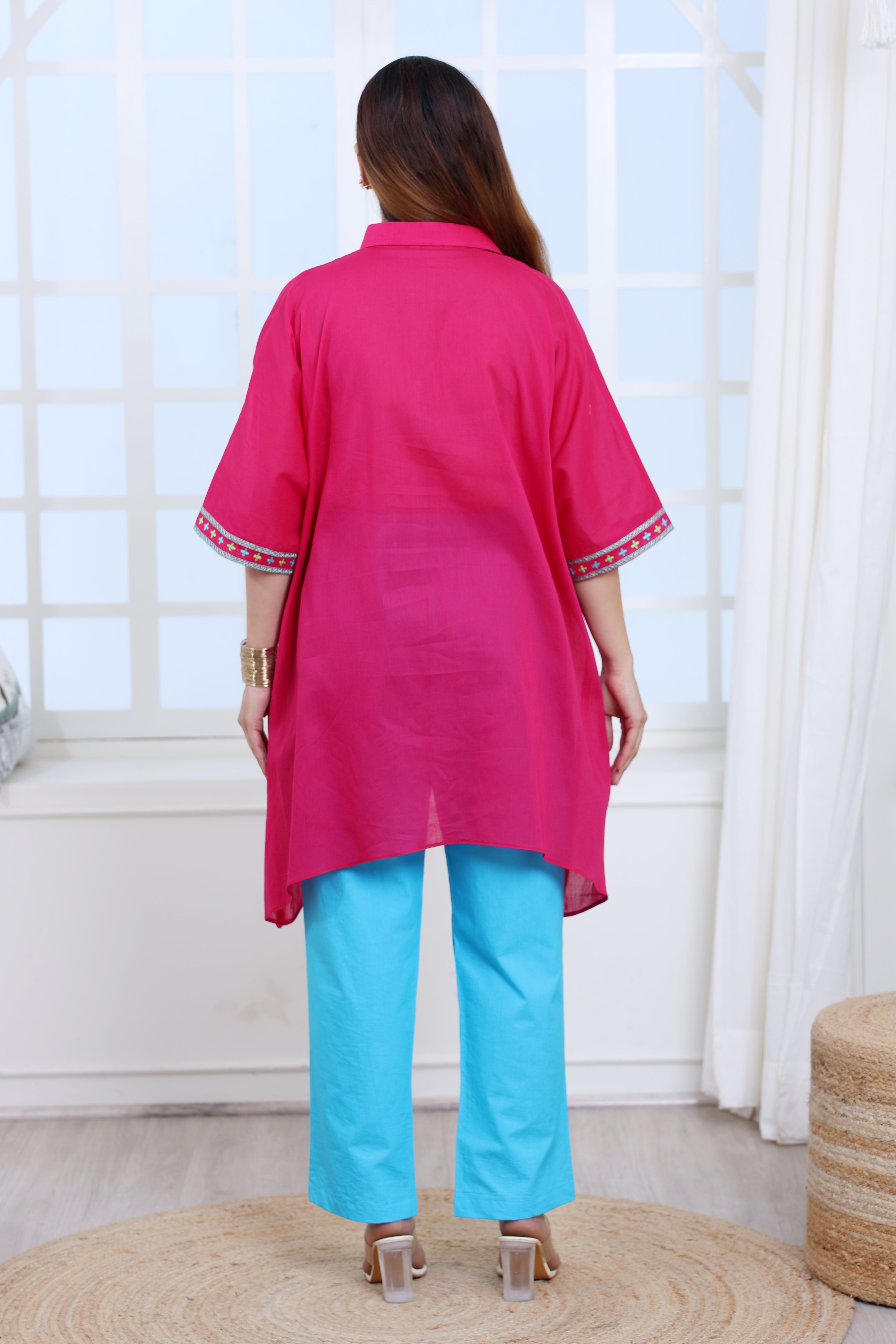 Purple Voile Kaftan with Hand Embroidery