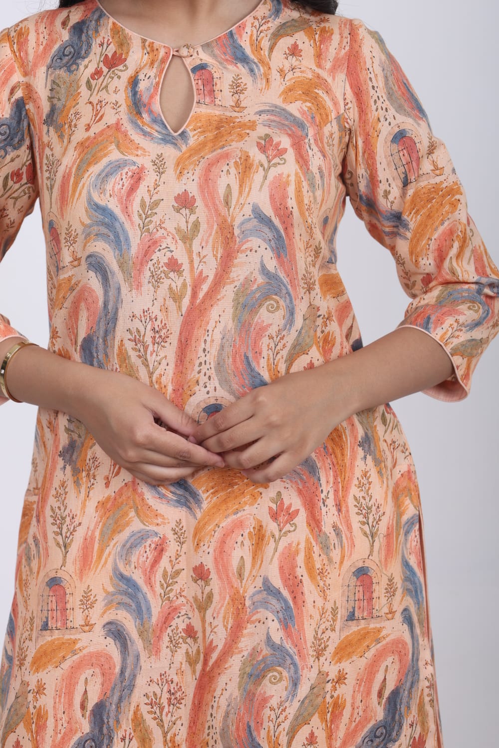 Flow in Joy – Printed Cotton Slub Kurta Set