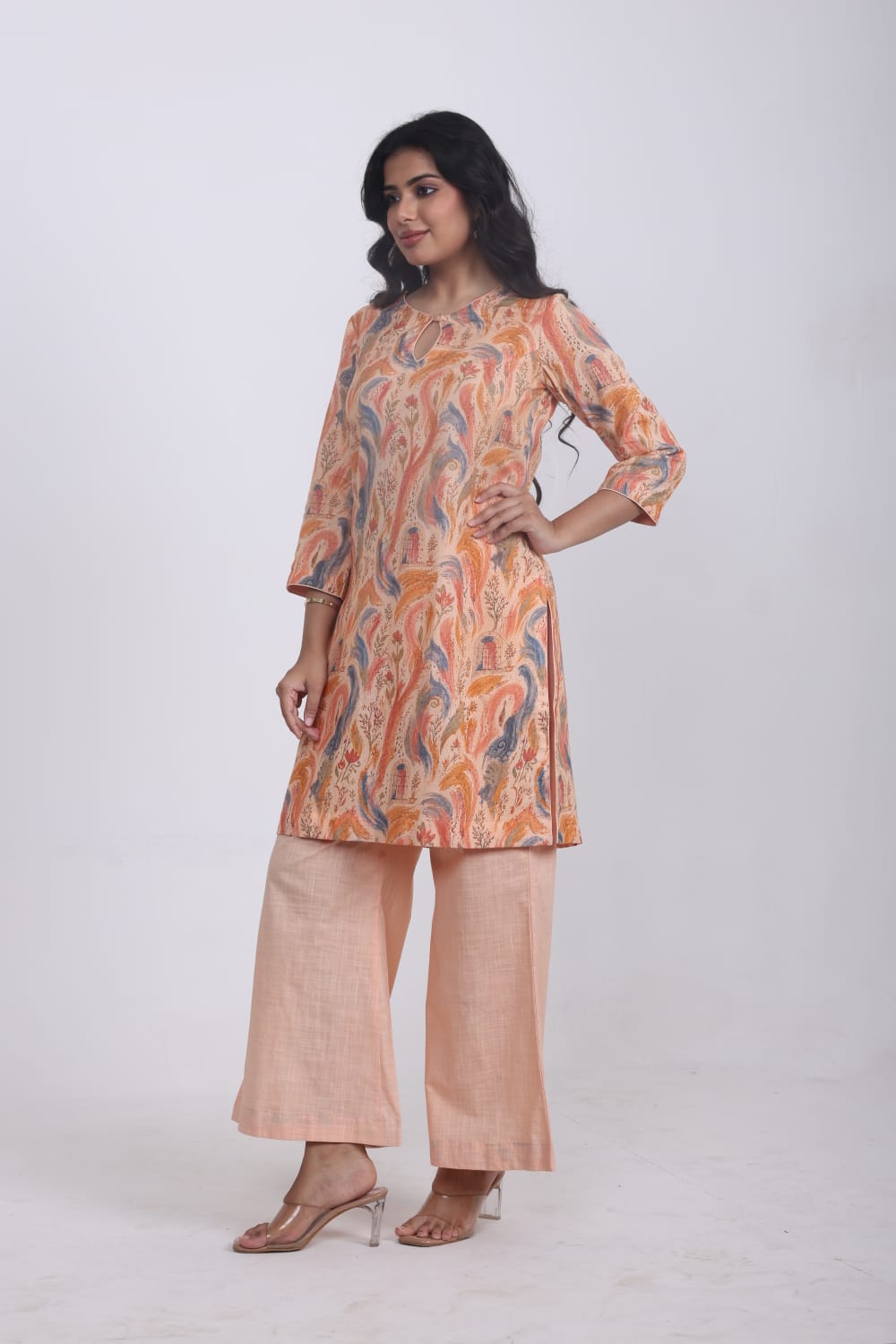 Flow in Joy – Printed Cotton Slub Kurta Set